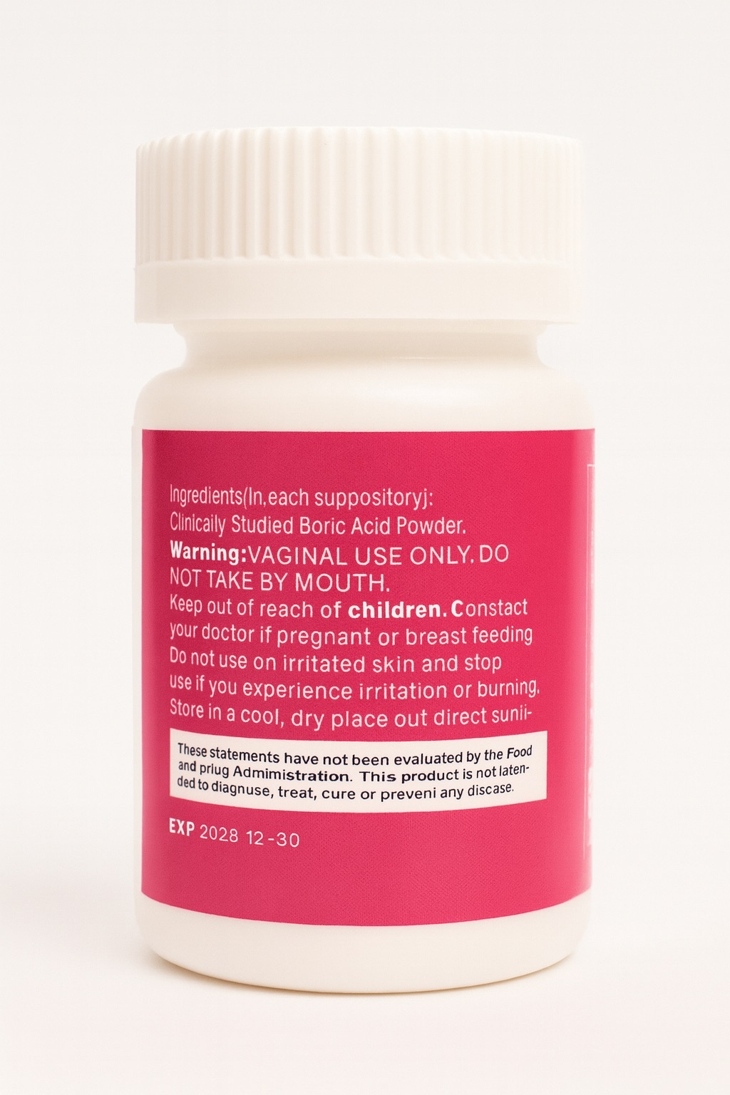 Mona’s Boric Acid Vaginal Suppositories – pH Balance + Aloe (30 Count)